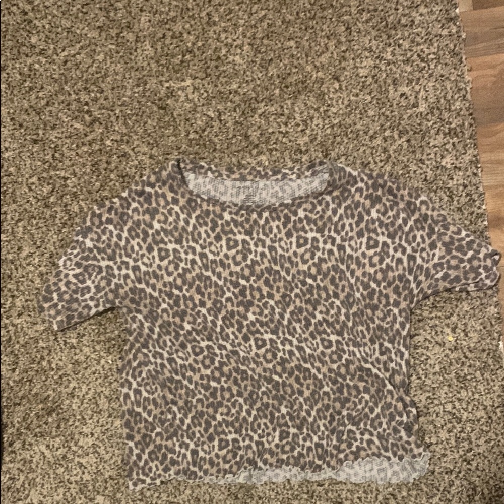 American Eagle Leopard Print Sheer Tee